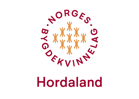 Logo for Hordaland Bygdekvinnelag, raud og gul på kvit botn