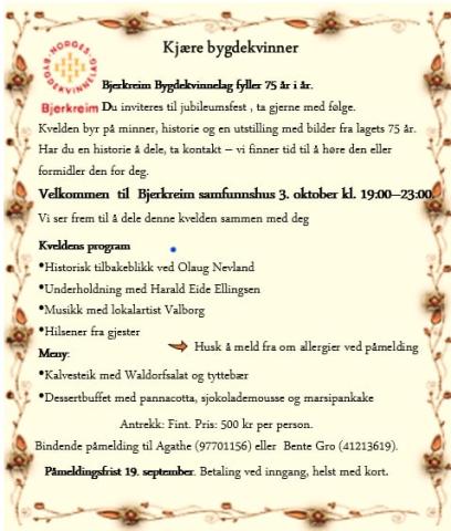 Invitasjon til 75 års jubileum