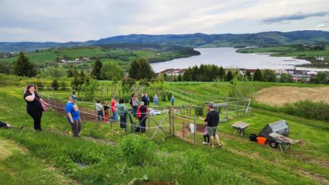 Barn deltar på såing og planting