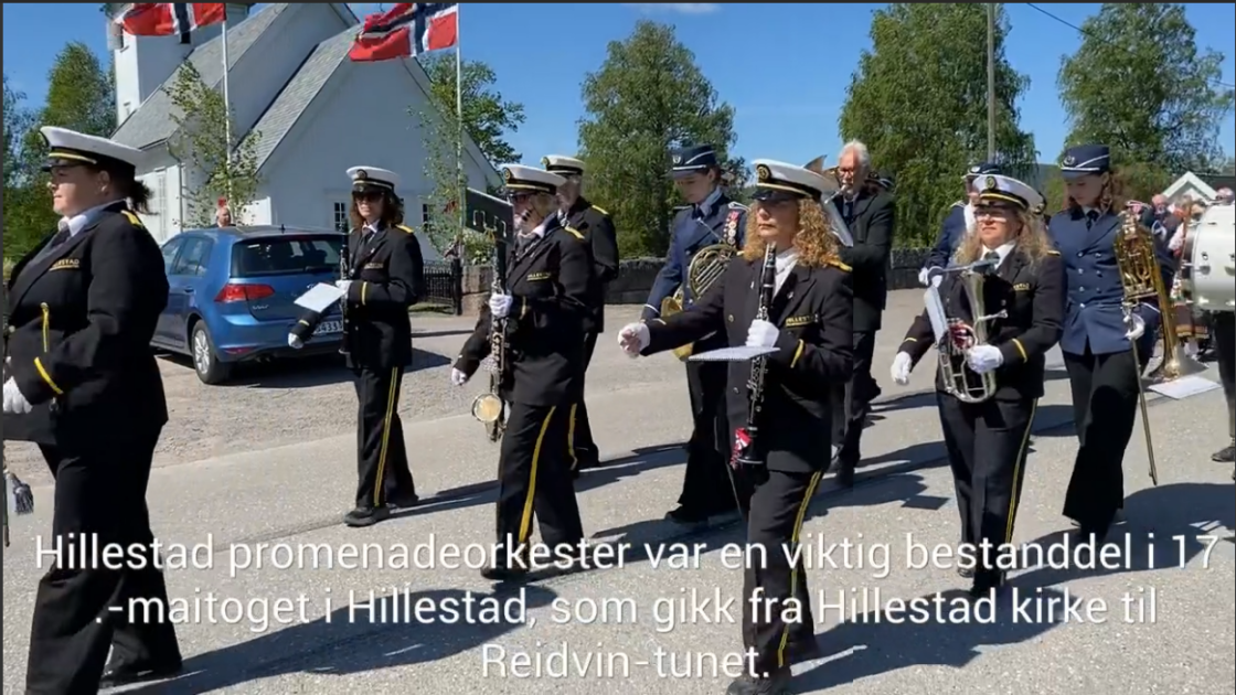 Hillestad Promenadeorkester stiller opp (bilde skjermdump fra Jarlsberg).