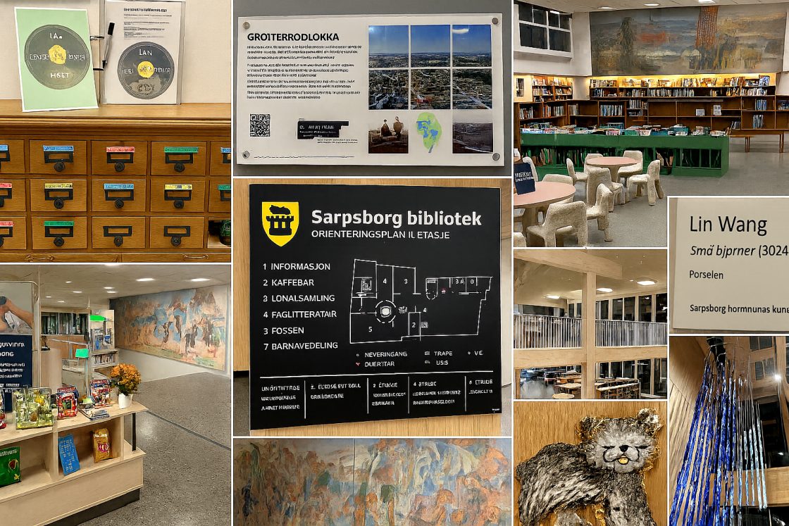 Bilder fra omvisning på Sarpsborg Bibliotek