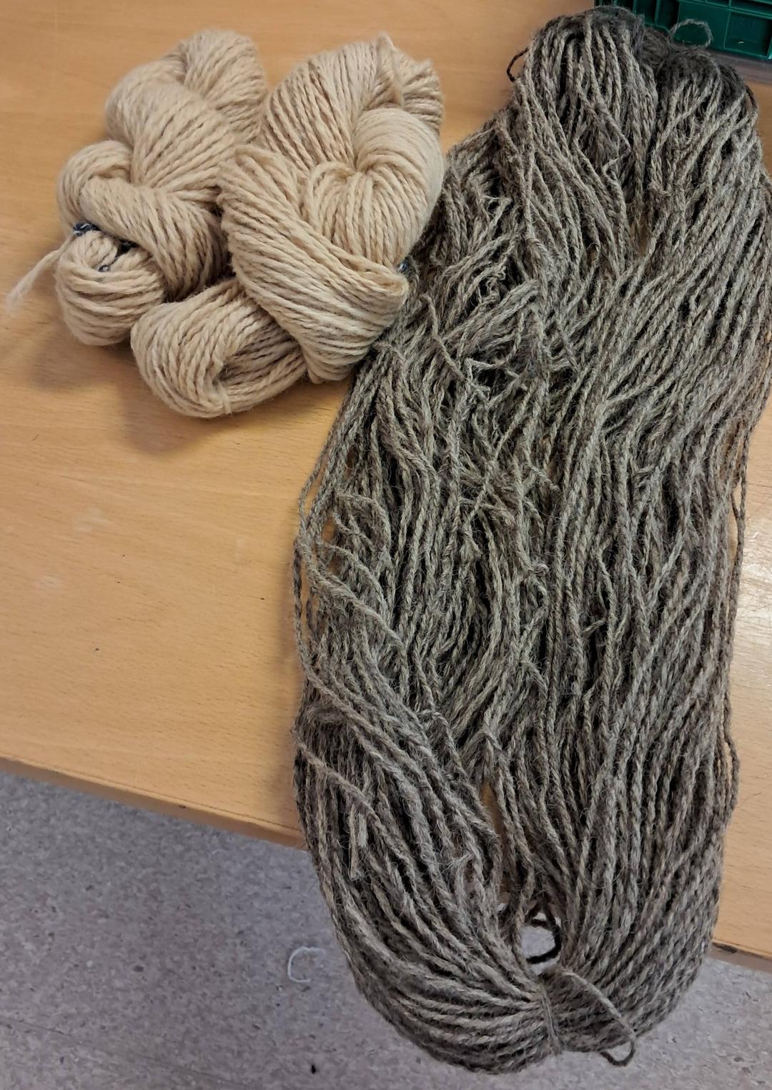 Ferdig hespe med garn, stor stas.