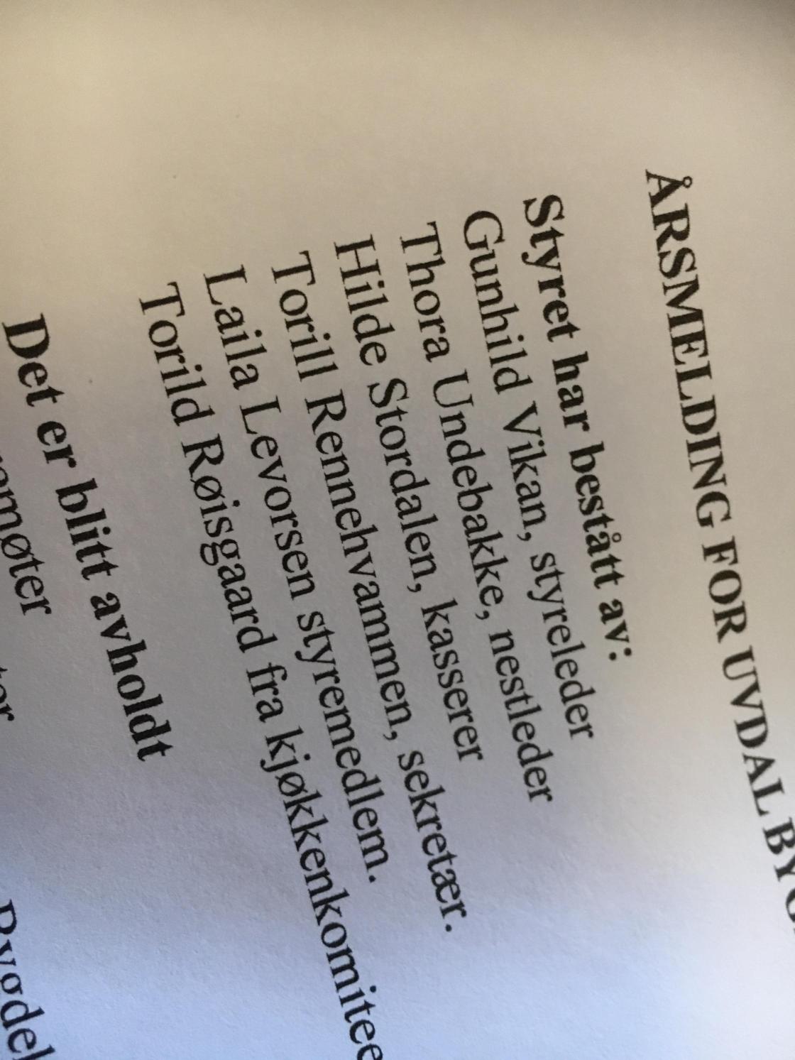 Styret i Uvdal Bygdekvinnelag 2016-17