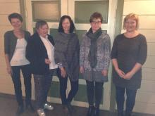 Styret i Breim Bygdekvinnelag valt på årsmøtet 2016. Frå venstre: Ragnhild Helgheim, Lillian Støyva, Solfrid Paulen Egge, Gudrun Midtgard Hjelle, Linda Bergheim Eide.